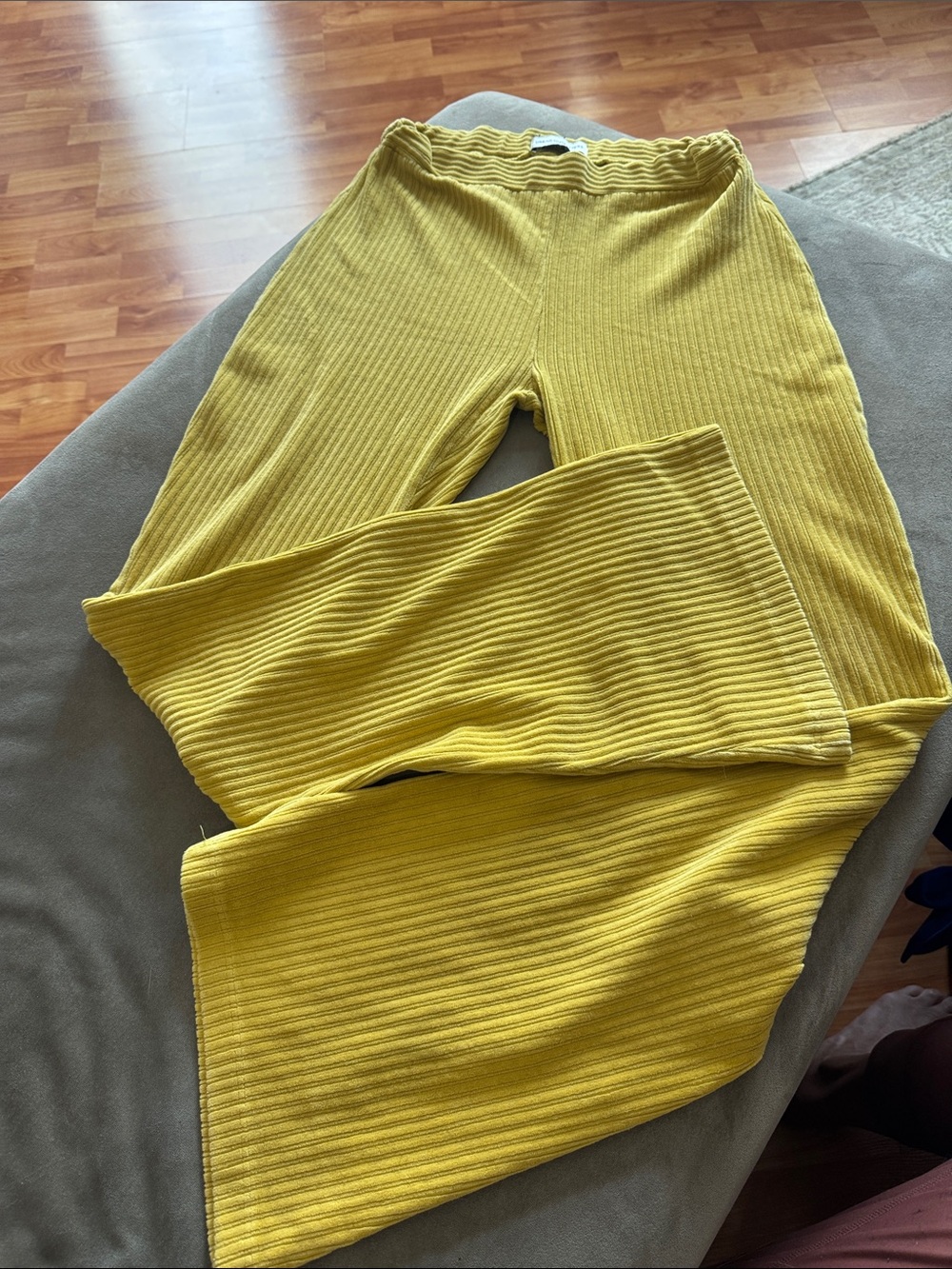 Urban Outfitters Ribbed Wide-Leg Pants in Yellow